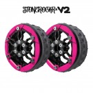 ProCrawler Stonerockr™ V2 Pro F6 By Pierre Silva 2.2in LCG Offset Wheel Set /w Fluo Pink Front Ring (2pcs) No hex hub thumbnail