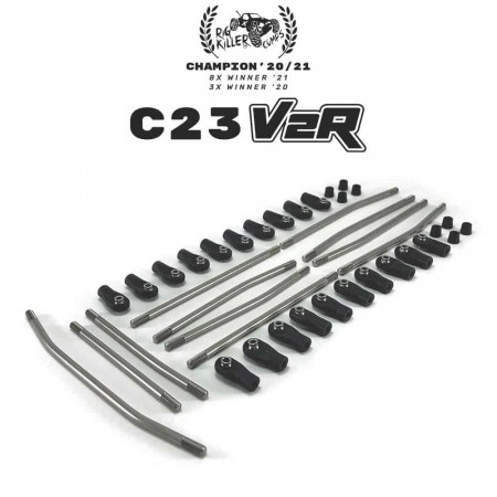 ProCrawler Flatgekko™ C23 V2/V2R SCX10III AR45P CMS-Ready High-Clearance Stainless Steel Link Kit