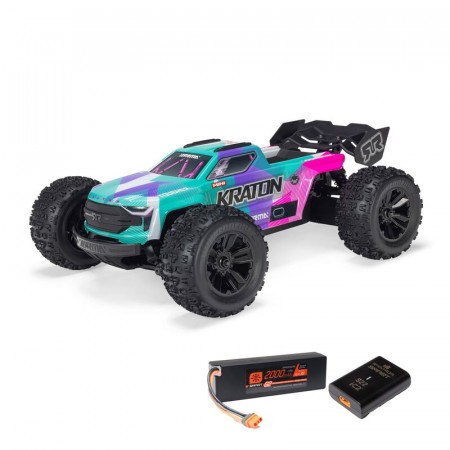 Arrma 1/16 MINI KRATON 3S DSC 4X4 RTR Brushless Speed Truck (Battery and Charger Included), Teal/Pink