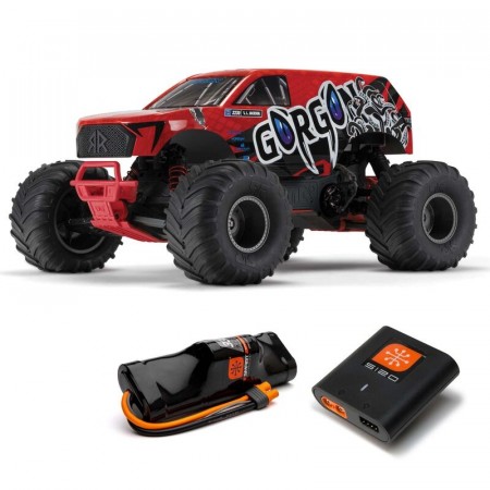 Arrma 1/10 GORGON 4X2 MEGA 550 Brushed Monster Truck RTR with Battery and Charger, Red
