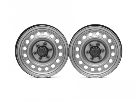 Boom Racing 1.9in 16-Hole 6-Lug Classic Steelie Reversible Beadlock Wheel w/ XT504-6LUG Hub Front (2) Gun Metal