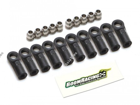 Boom Racing KUDU™ Heavy Duty Rust-Resistant M4 Nylon Rod Ends 18.5mm (Straight) w/ SST Pivot Ball (5.8x3x7.4mm) (10)