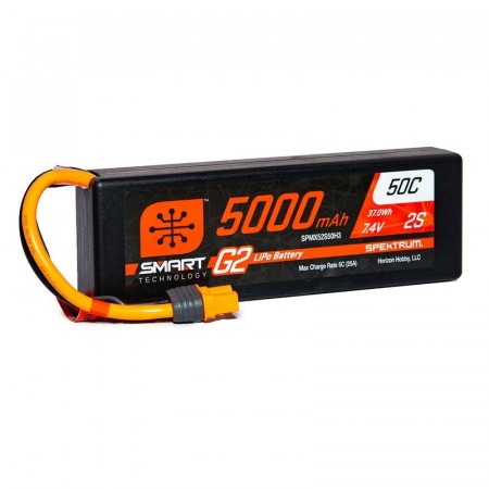Spektrum Accessories 7.4V 5000mAh 2S 50C Smart LiPo G2 Hard Case: IC3