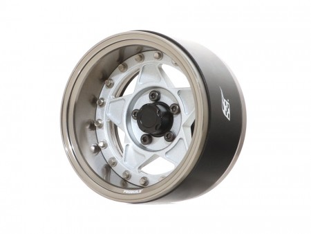 Boom Racing ProBuild™ 1.9in RTS Adjustable Offset Aluminum Beadlock Wheels (2) Gun Metal/Matte Silver