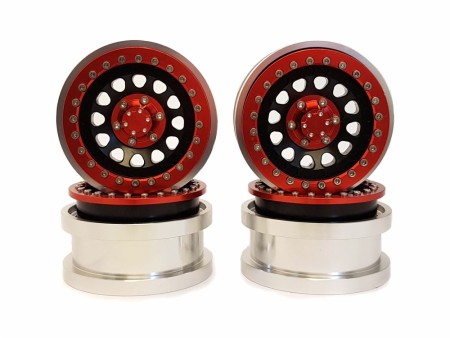 Hobby Details Aluminium CNC 2.9in Wheels for Axial SCX6 - A-style, Red (4)