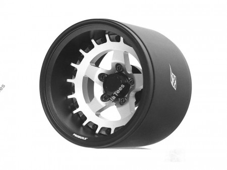 Boom Racing ProBuild™ 1.9in Extra Wide SS5 Adjustable Offset Aluminum Beadlock Wheels (2) Matte Black/Flat Silver