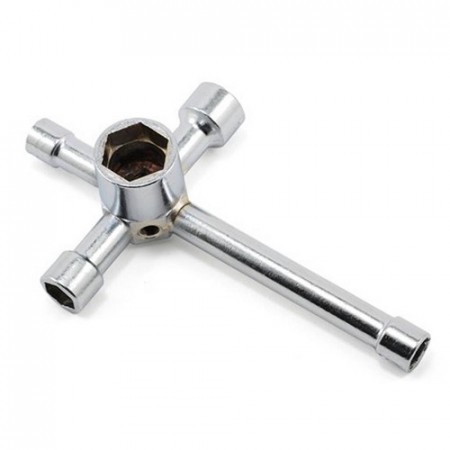 Hobby Details Nickel-Coated 5-in-1 Socket Cross Wrench - 5.5/7.0/8.0/10/17mm