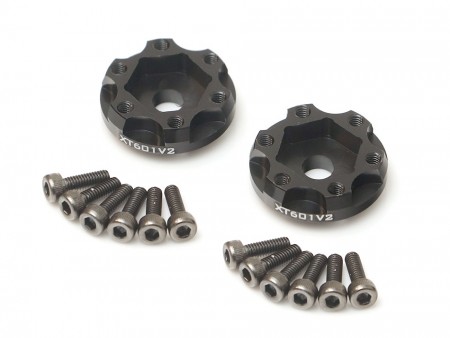 Boom Racing ProBuild™ XT601 V2 6-Lug Aluminum 12mm Wheel Hub Adapters 1MM Offset Ver 2 (2) Black