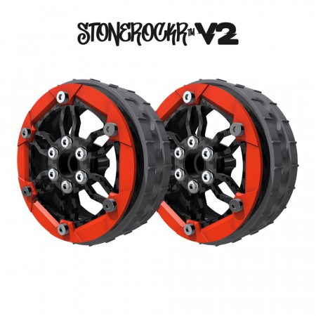 ProCrawler Stonerockr™ V2 Pro F6 By Pierre Silva 2.2in LCG Offset Wheel Set /w Yuuki™ Red Front Ring (2pcs) No Hex hub