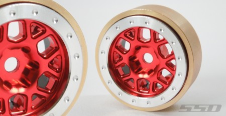 SSD 1.0in Aluminum / Brass Boxer Wheels (Red) (2)