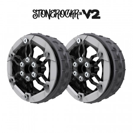 ProCrawler Stonerockr™ V2 Pro F6 By Pierre Silva 2.2in LCG Offset Wheel Set /w Silver Front Ring (2pcs) No Hex Hub