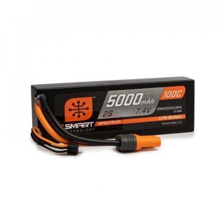 Spektrum 7.4V 5000mAh 2S 100C Smart Hardcase LiPo Battery: IC5