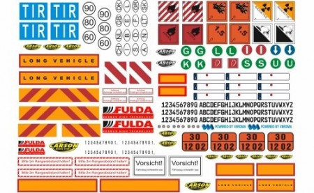 1:14 TRUCK DECAL SHEET, WARNING SIGNS