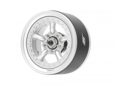 Boom Racing ProBuild™ 1.9in Spectre Adjustable Offset Aluminum Beadlock Wheels (2) Flat Silver/Flat Silver