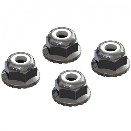 Arrma 7mm Flanged Nyloc Locknut, Silver (4) ARAC9699/ AR708008