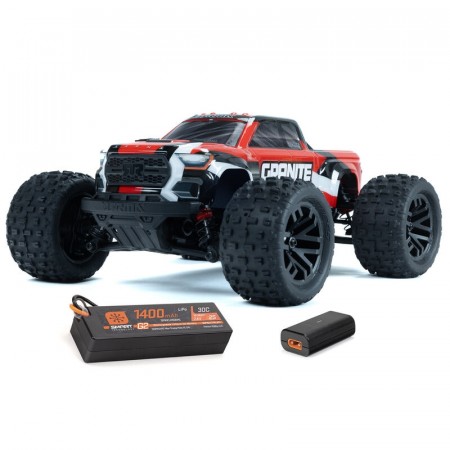Arrma 1/18 GRANITE GROM 4X4 RTR Brushed Monster Truck (Battery and Charger Included), Red
