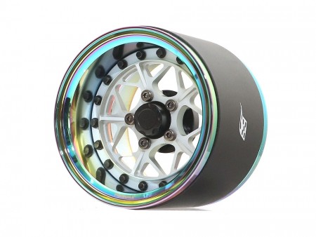 Boom Racing ProBuild™ 1.9in Extra Wide LGB Adjustable Offset Aluminum Beadlock Wheels (2) Neo Chrome/Flat Silver