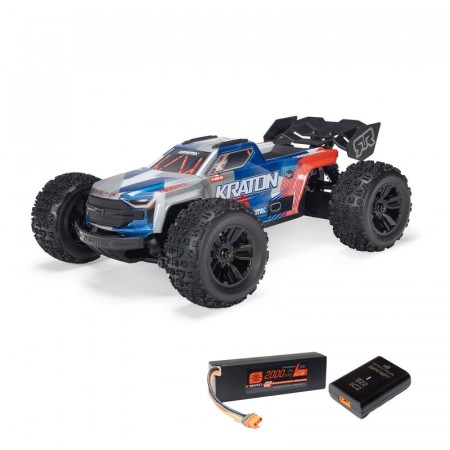 Arrma 1/16 MINI KRATON 3S DSC 4X4 RTR Brushless Speed Truck (Battery and Charger Included), Red/Blue
