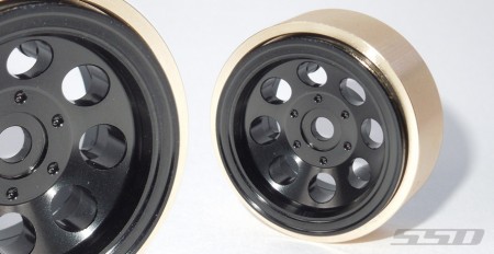 SSD 1.0in Aluminum / Brass 8 Hole Beadlock Wheels (Black) (2)