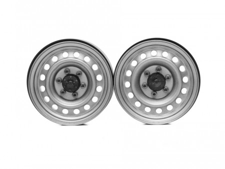 Boom Racing 1.9in 16-Hole 6-Lug Classic Steelie Reversible Beadlock Wheel w/ XT504-6LUG Hub Rear (2) Gun Metal