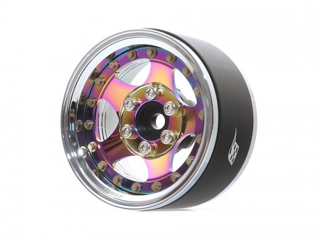 Boom Racing ProBuild™ 1.9in SV5 Adjustable Offset Aluminum Beadlock Wheels (2) Chrome/Neo Chrome