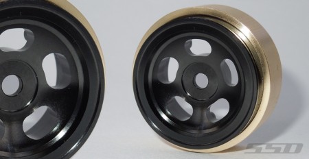 SSD 1.0in Aluminum / Brass Slot Beadlock Wheels (Black)