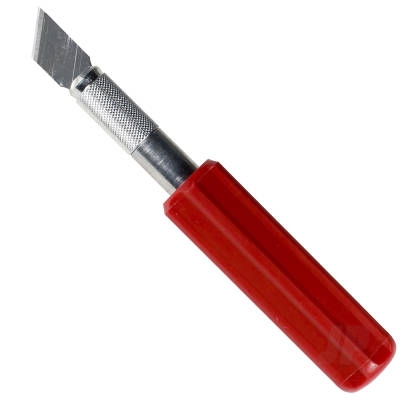 K1 KNIFE HEAVY DUTY RED PLASTIC HANDLE WITH SAFETY CAP