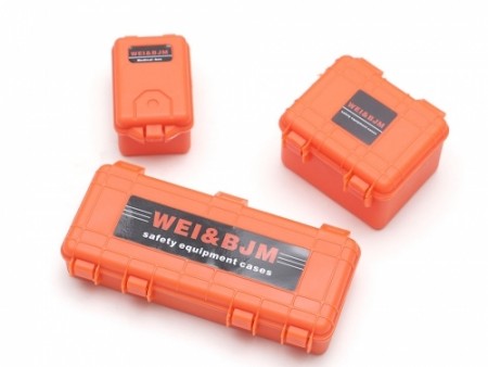 Team Raffee Co. Scale Accessories - 1/10 Scale Safety Equipment Cases Hard Luggage Box Set (3) Orange