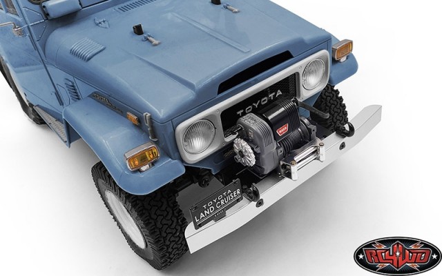 Shown installed on RC4WD Gelande II Truck Kit w/Cruiser Body Set (Z-K0051) (Shown painted Cyan) with Optional Grille Set for Cruiser Body Set, Front License Plate System for RC4WD G2 Cruiser (VVV-C0463) and RC4WD 1/10 Warn 8274 Winch (Z-E0075) for example
