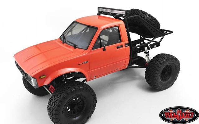 Shown installed on Axial SCX10 with RC4WD Mojave II Front Cab (Primer Gray), Rear Window Guard for Hilux & Bruiser & Mojave, LED Light Bar and Spare Tire for example (Not Included)