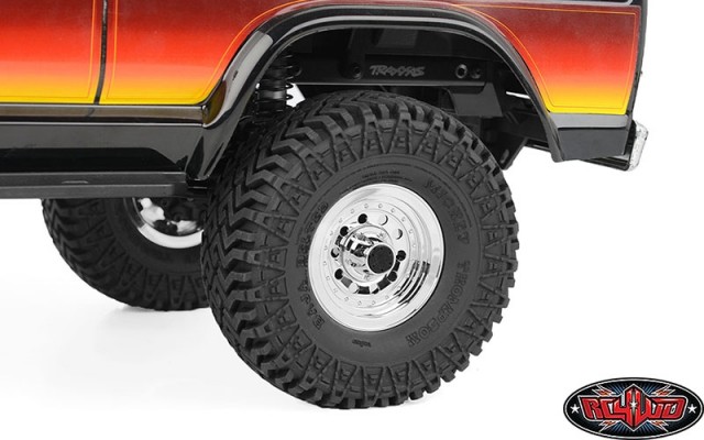 Shown installed on Traxxas TRX-4 '79 Bronco Ranger XLT with Classic 10-Hole Chrome 1.9