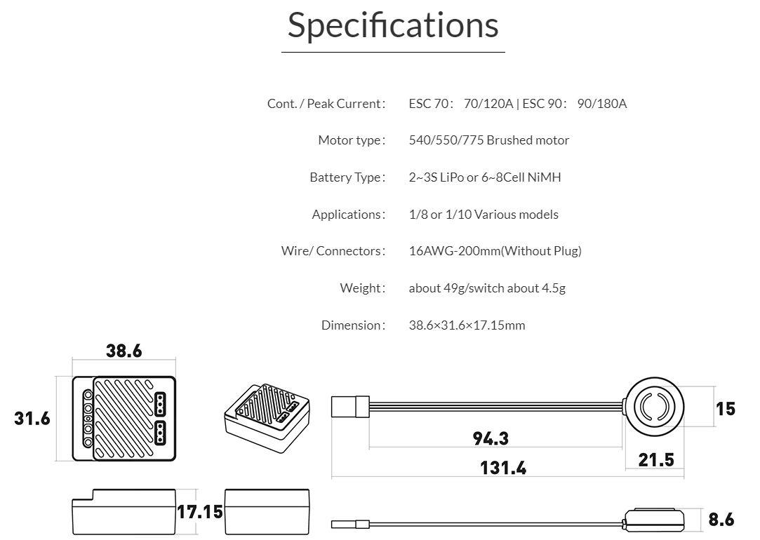 ISDT Brushed Crawler ESC 70A 2-3s LiPo