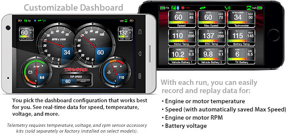 Traxxas Link App - Customizable Dashboard (60+mph, Electric) Traxxas Link App - Customizable Dashboard (60+mph, Electric)